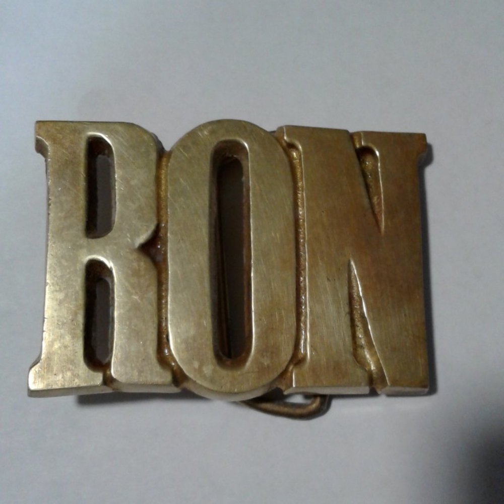 Vintage "RON" Belt Buckle Solid Brass Name  Plate